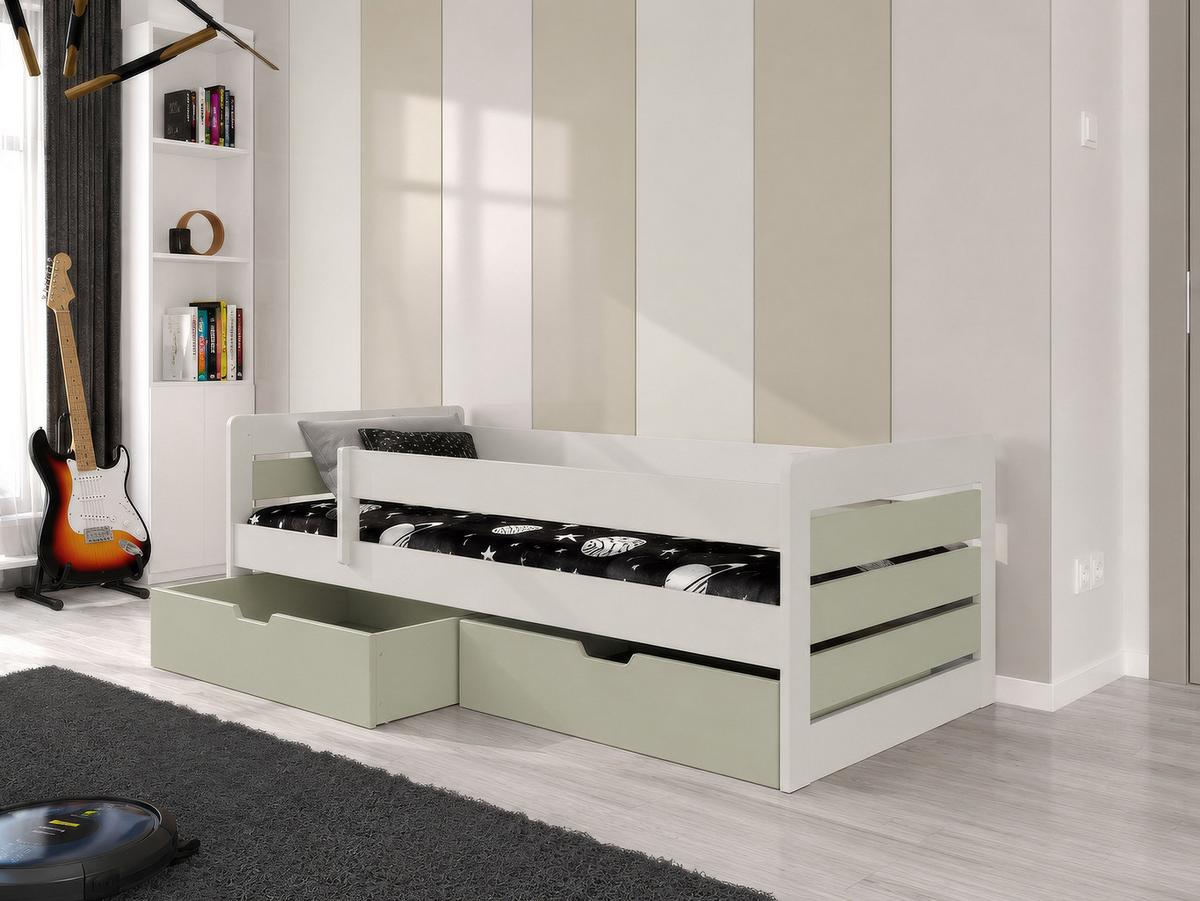 JUGENDBETT Bella - Kaschmir/Olivgrün, Holz (90/200cm) - MIRJAN24