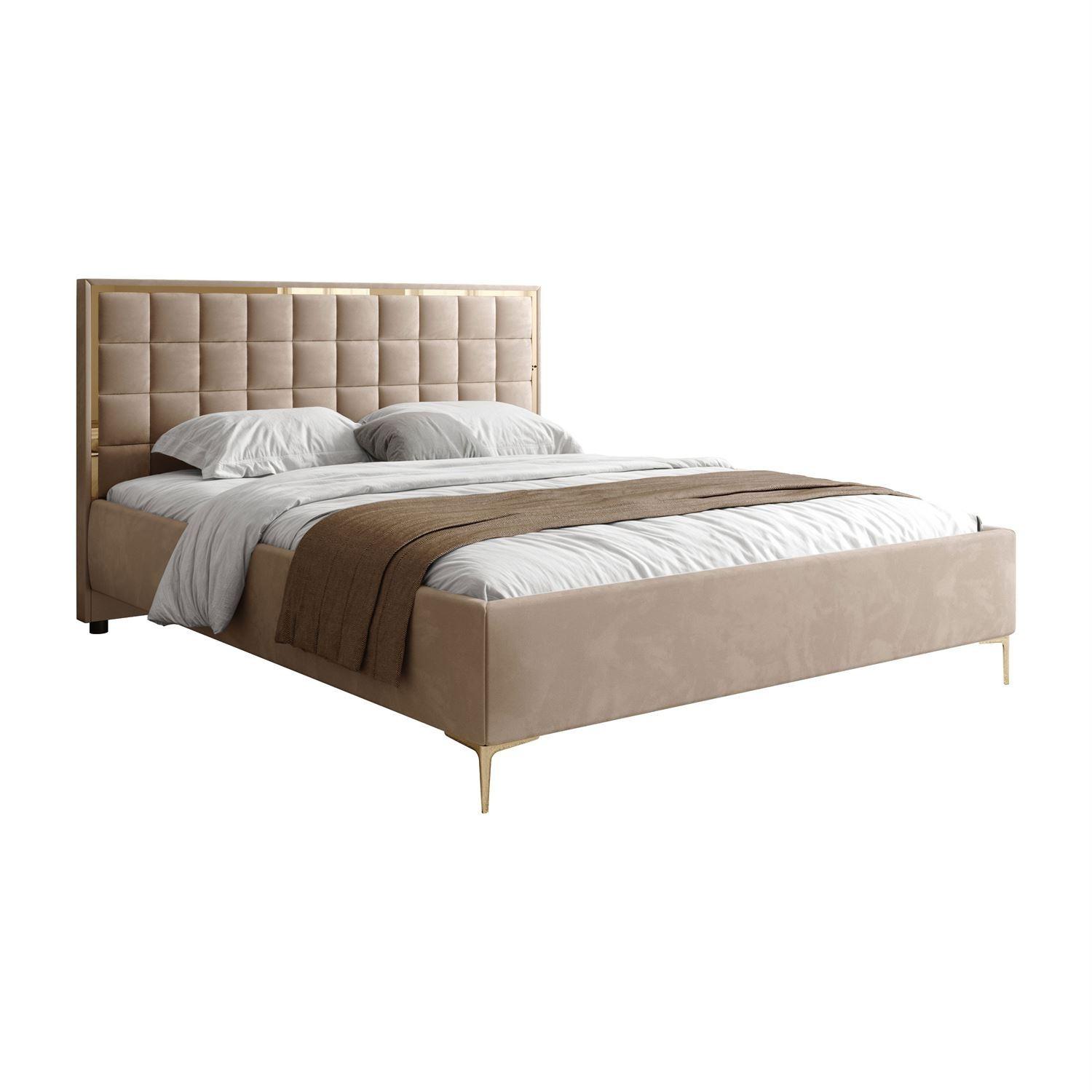 POLSTERBETT ISADORA GOLD mit Bettkasten 140x200 cm Royal Velvet 170 - Beige, Textil - Lookway