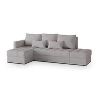 ECKSOFA LUMARI L-S Hellgrau Plüsch-Stoff mit Schlaffunktion - Hellgrau, Holz (262/143cm) - MASSENO