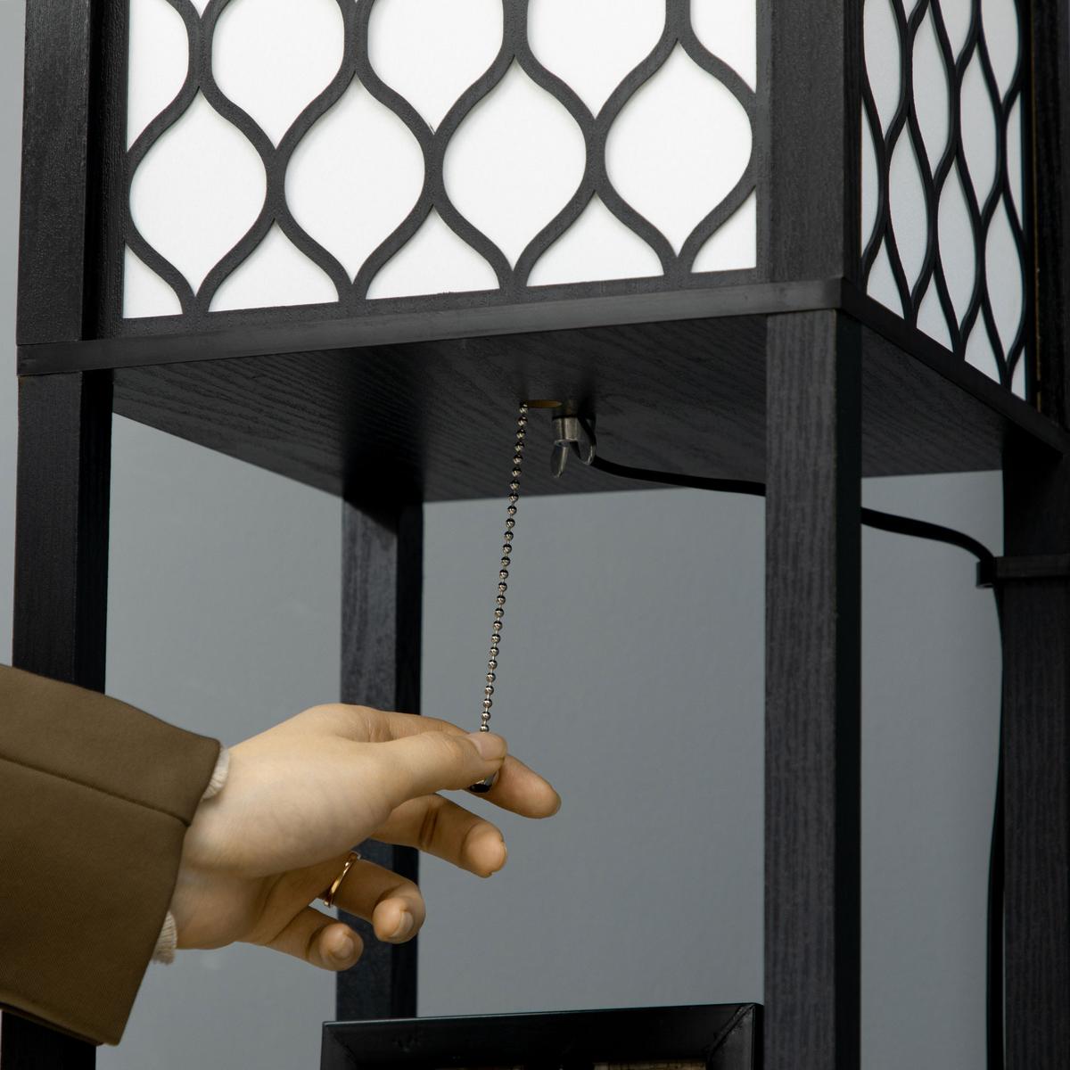 STEHLAMPE mit Regal Standlampe mit Doppellicht exkl. Leuchtmittel für Wohnzimmer - Schwarz, Kunststoff (26/26/156cm) - HOMCOM