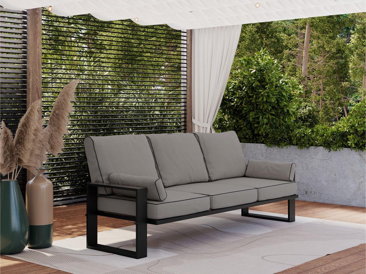 GARTENSOFA Elba 3 Sitzer - Grau - Grau, Textil (215/90/87cm) - MKS