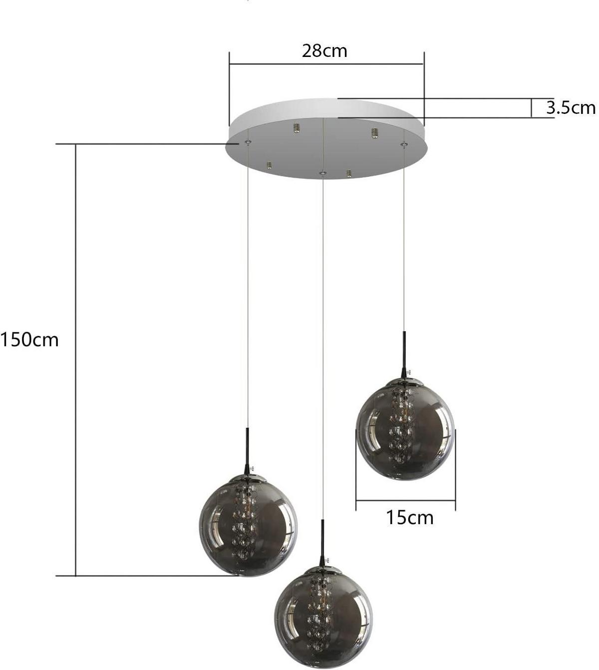 PENDELLEUCHTE Energie 3-flammig 30/30/150 cm - Grau, Glas (30/30/150cm) - Nettlife