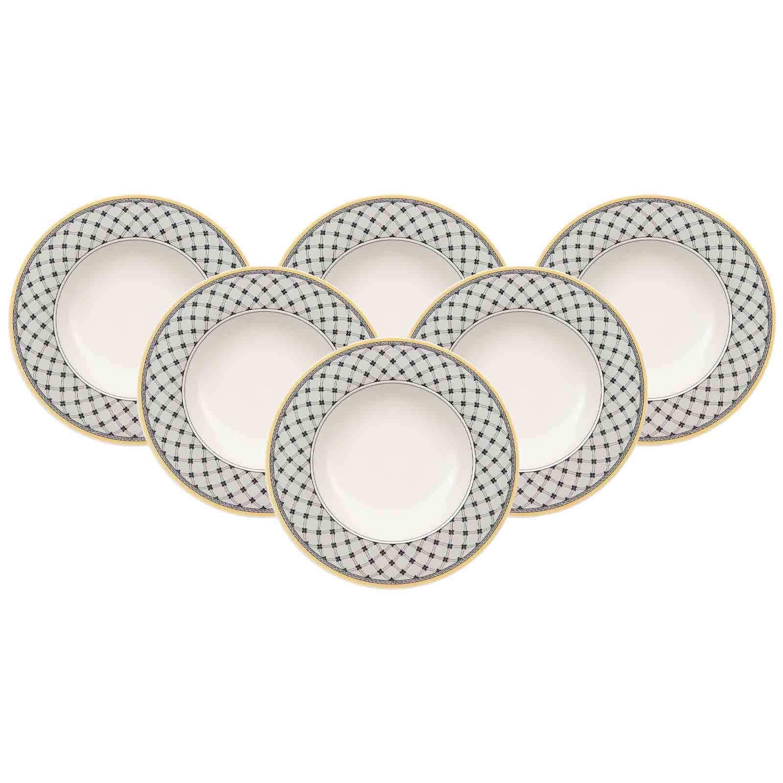 SUPPENTELLER Audun Promenade weiß-grau-gelb ø 24,2 cm 6er Set - Gelb/Weiß, Keramik (24.2cm) - Villeroy & Boch