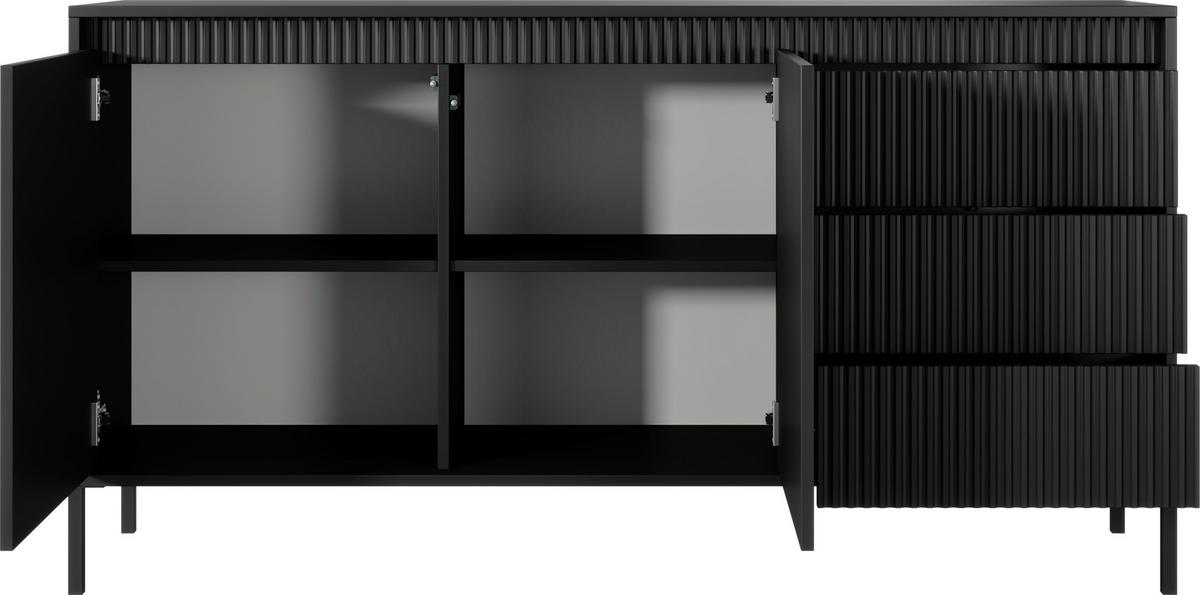 SIDEBOARD Cindy in Schwarz 154/81/40 cm - Schwarz, Holzwerkstoff/Metall (153.5/81.4/39.5cm) - WFL GROUP