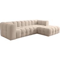 ECKSOFA Mochi L-Form 5-Sitzer Rechts, Samt, Beige 290/75/193 cm - Ecru/Schwarz, Kunststoff/Textil (290/193cm) - WFL GROUP