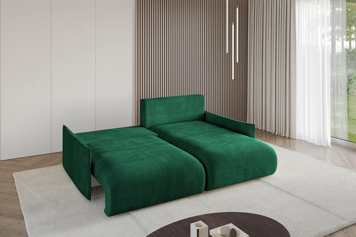 ECKSOFA Ottomane rechts ONESK-L -v1 216x177x72 Dunkelgrün Velours - Dunkelgrün, Holzwerkstoff/Kunststoff (177/216cm) - ALTDECOR