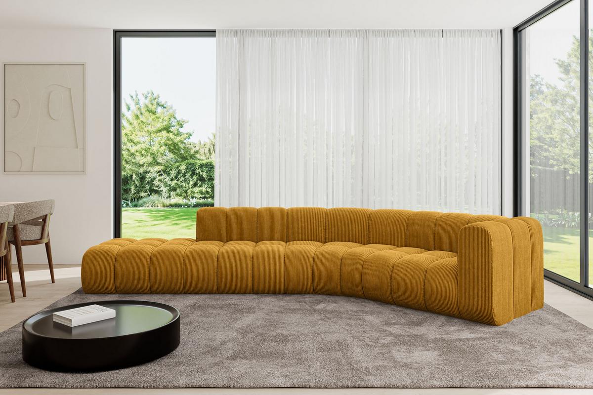 ECKSOFA modulares Sofa Tilmo-L1 - 399x194x70 cm Senfgelb - Currygelb, Holzwerkstoff/Textil (399/194cm) - ALTDECOR