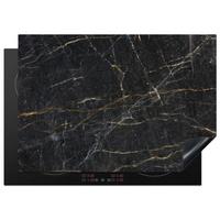 HERDABDECKPLATTE Marmor - Schwarz - Gold - Grau - Marmorstruktur Herdabdeckung Induktionsfeld 75x52 cm - Goldfarben, Kunststoff (75/52/0.2cm) - MuchoWow