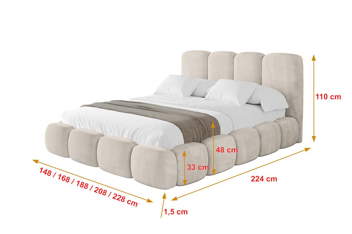POLSTERBETT mit Bettkasten und Lattenrost, Boxbett ohne Matratze - KALA 180x200 Beige - Beige, Holzwerkstoff/Textil (180/200cm) - ALTDECOR