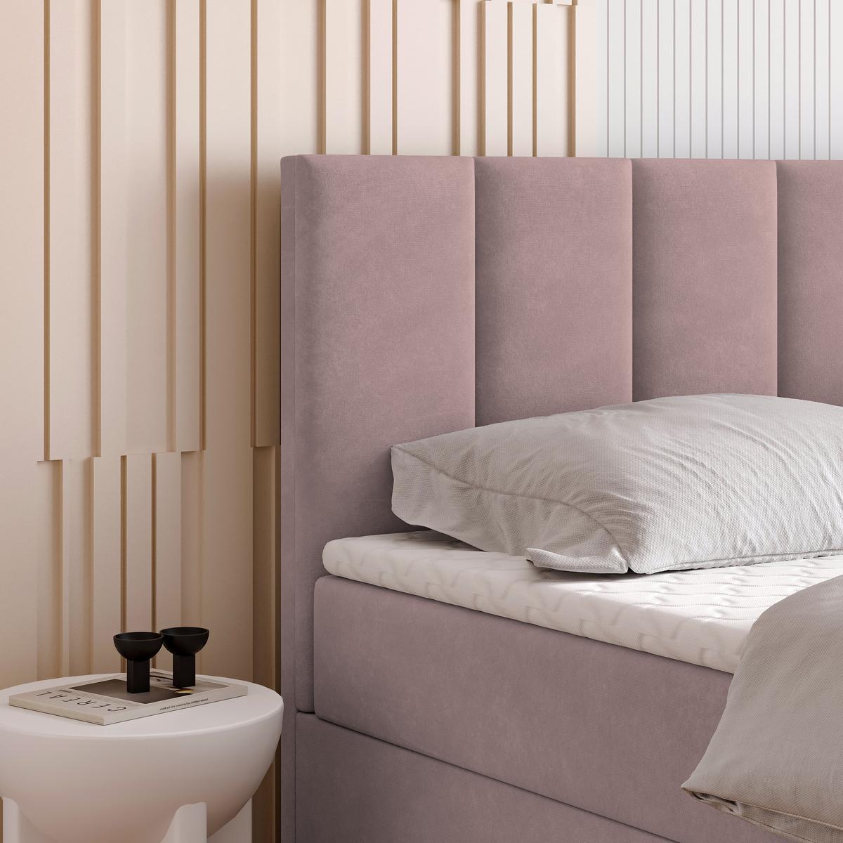BOXBETT MERIL 180x200 cm mit Matratze und Topper - Rosa - Rosa, Holz (180/200cm) - MASSENO