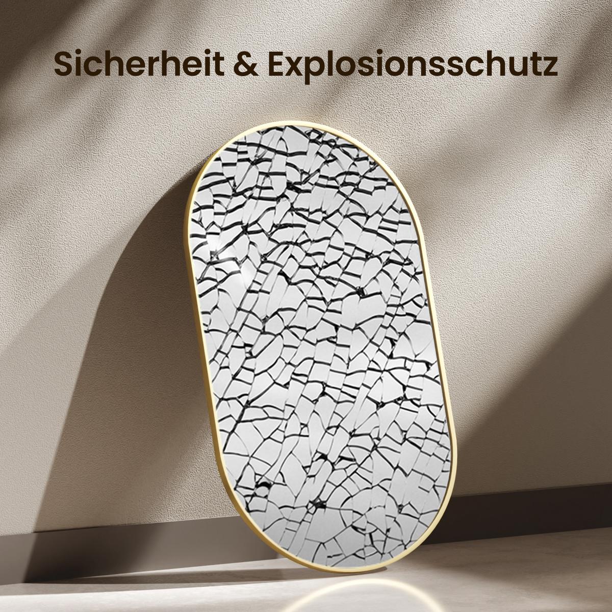 WANDSPIEGEL Glasspiegel Oval Gold 70/50/2 cm - Goldfarben, Glas (50/70/2cm) - EMKE