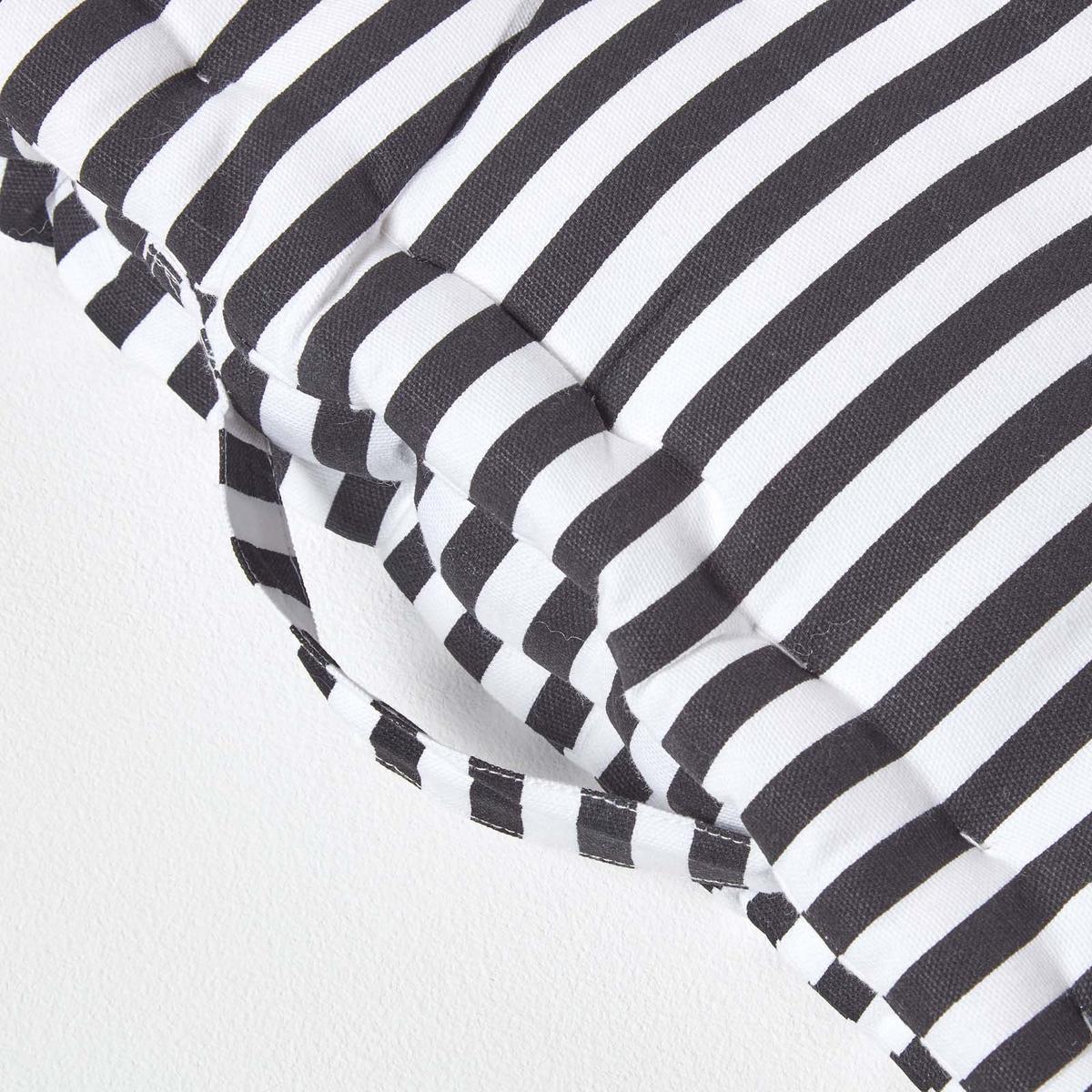 SITZKISSEN schwarz-weiß gestreift 40/40/8 cm - Schwarz, Textil (40/40/8cm) - Homescapes