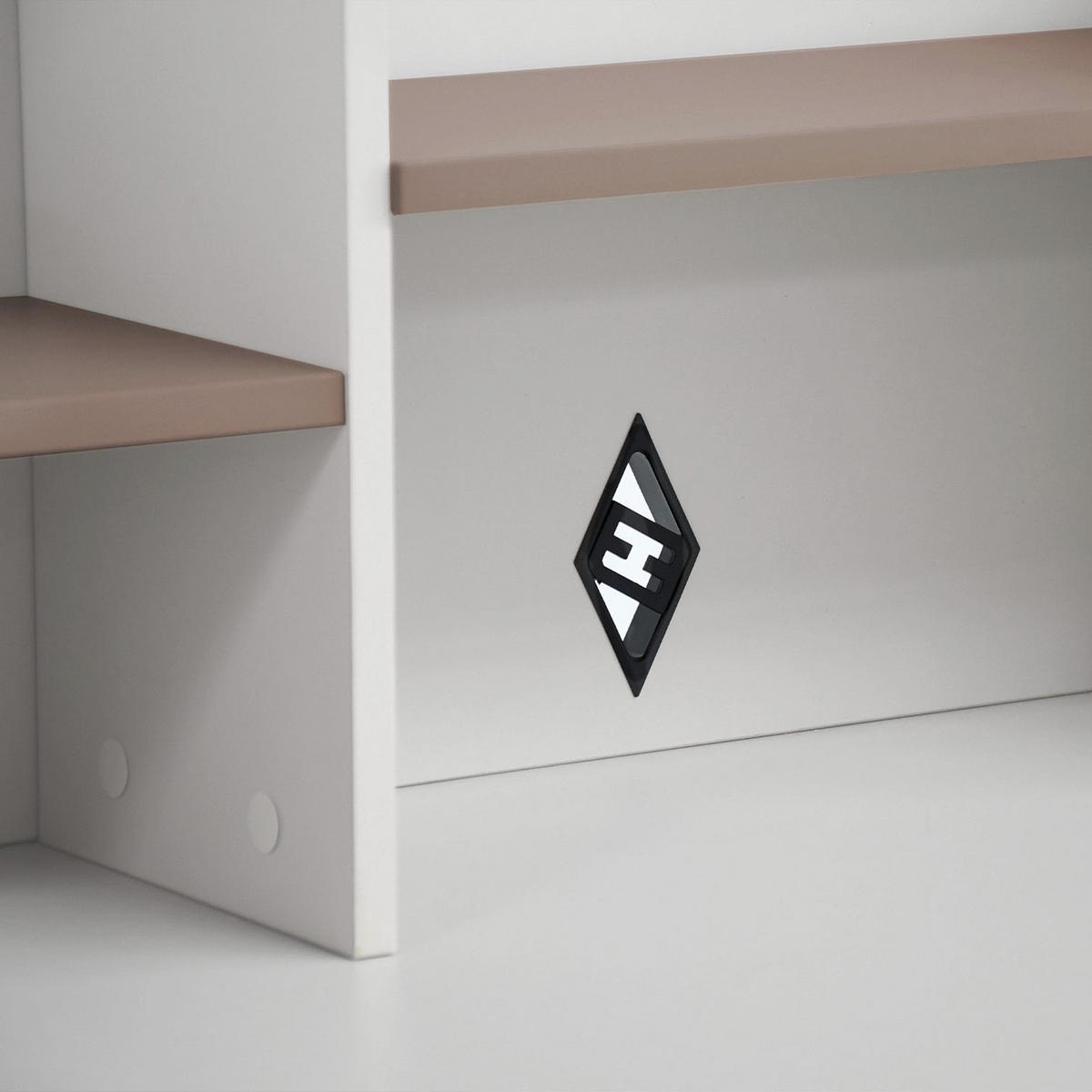 SCHREIBTISCH Boreo mit 2 Schubladen und Aufsatz mit 3 Regalboden, 120 cm, Kaschmir+Hellbraun - Kaschmir/Hellbraun, Holzwerkstoff/Metall (55/120/114cm) - Beautysofa