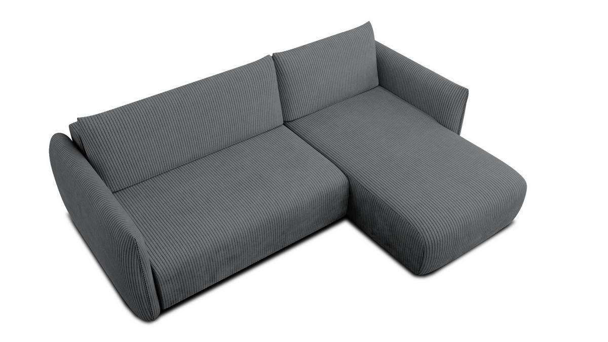 ECKSOFA TAUER 3-Sitzer links, dunkelgrau - Dunkelgrau/Schwarz, Holz/Textil (248/173cm) - Wozimo