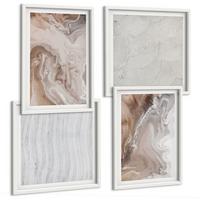 BILDER SET 4er Set - 50x50 cm & 40x60 cm Weißer Rahmen - Abstrakte Marmormuster aus Stein - Weiß, Kunststoff (50/50cm) - TULUP