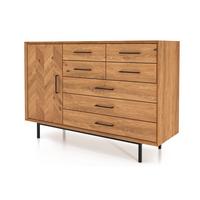 KOMMODE BREIT LEON Wildeiche - Wildeiche, Holz (144/95/45cm) - byoak