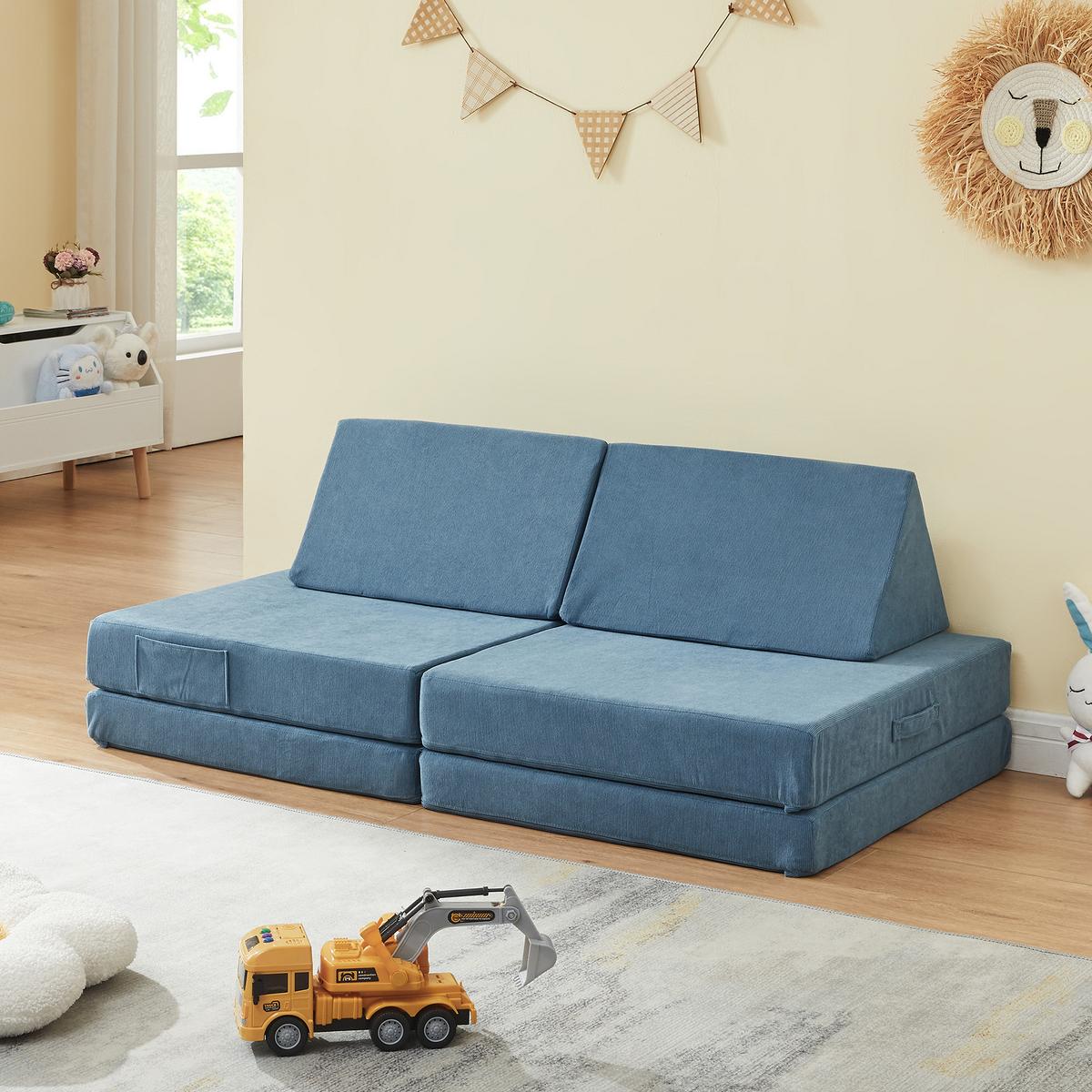 SPIELSOFA Norhulta - Blau, Textil (120/46/66cm) - [en.casa]