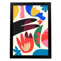 POSTER Swish Kunstmuster Blatt A3 Schwarzer Rahmen - Schwarz, Papier (29.7/5/42cm) - Nacnic