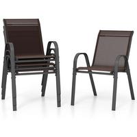 GARTENSTÜHLE Braun(4-teilig) - Braun, Metall (70/84/56cm) - COSTWAY