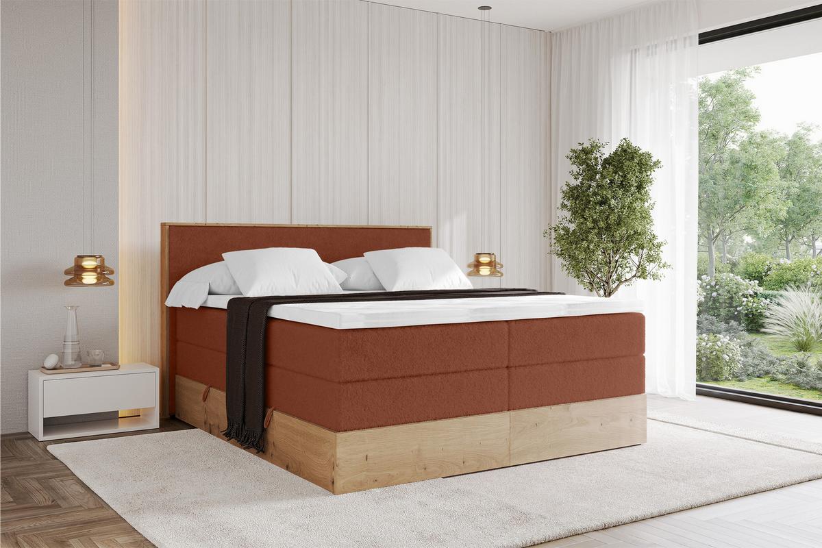 BOXSPRINGBETT LOLLI9 -KING 120x200 - H3/H4 Rot - Rot, Holzwerkstoff (120/200cm) - ALTDECOR
