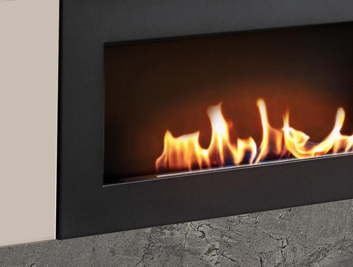 TV-LOWBOARD Kaschmir 160 cm hängend, Set inklusive Ethanol Kamin und Wandpaneel - Kaschmir, Holzwerkstoff (160/158/40cm) - Inn.Furn