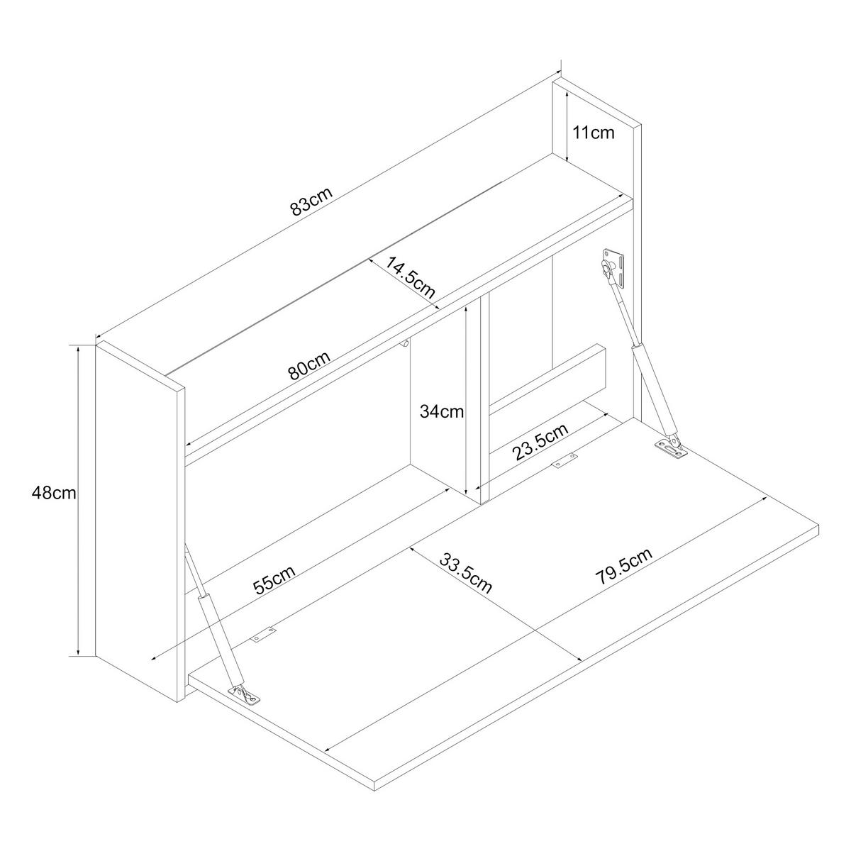 WANDSCHREIBTISCH Rautalampi - Eichefarben, Holzwerkstoff (83/48/14.5cm) - [en.casa]