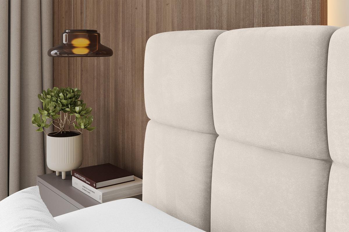 BOXBETT mit Matratze H3/H4 - FAMA-Z KING - 200x200 cm Beige Casablanca - Beige, Holzwerkstoff (200/200cm) - ALTDECOR