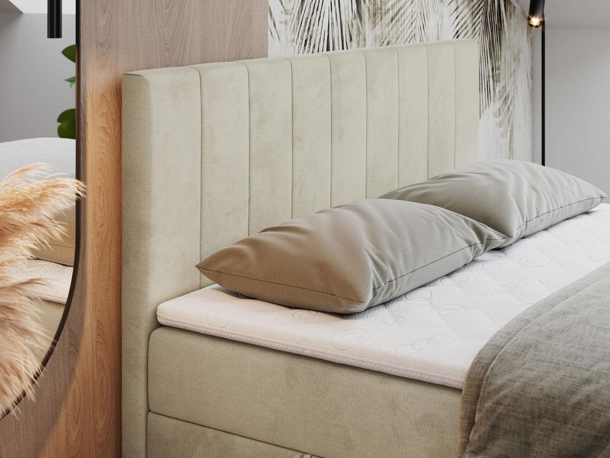 BOXBETT LOPE 180/200 - Beige Velvet - H3 - Beige, Holz/Textil (180/200cm)