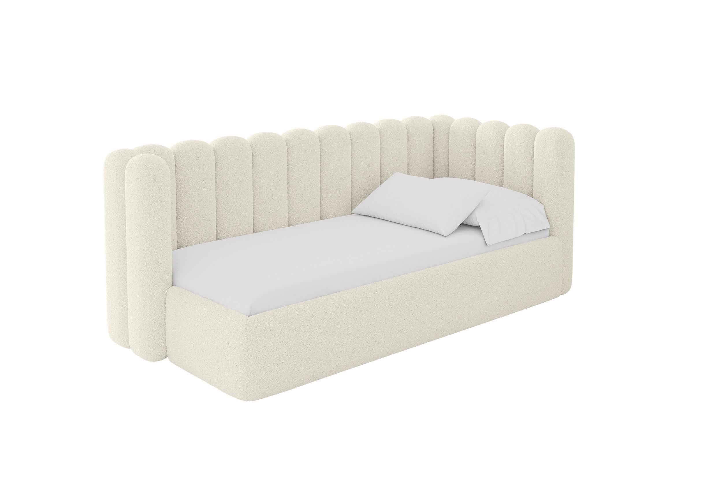 EINZELLBETT Jugendbett mit Bettkasten und Matratze H3/H4, Links - HUGY 100x200 Beige - Champagner, Holzwerkstoff/Textil (100/200cm) - ALTDECOR