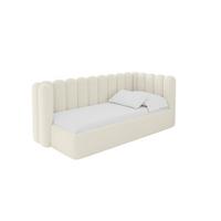 EINZELLBETT Jugendbett mit Bettkasten und Matratze H3/H4, Links - HUGY 100x200 Beige - Champagner, Holzwerkstoff/Textil (100/200cm) - ALTDECOR