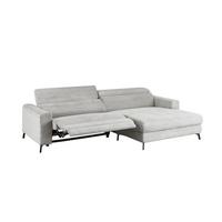 ECKSOFA LAISKA Hellgrau Cord Relaxfunktion - Hellgrau/Schwarz, Textil/Metall (282/177cm) - KAWOLA