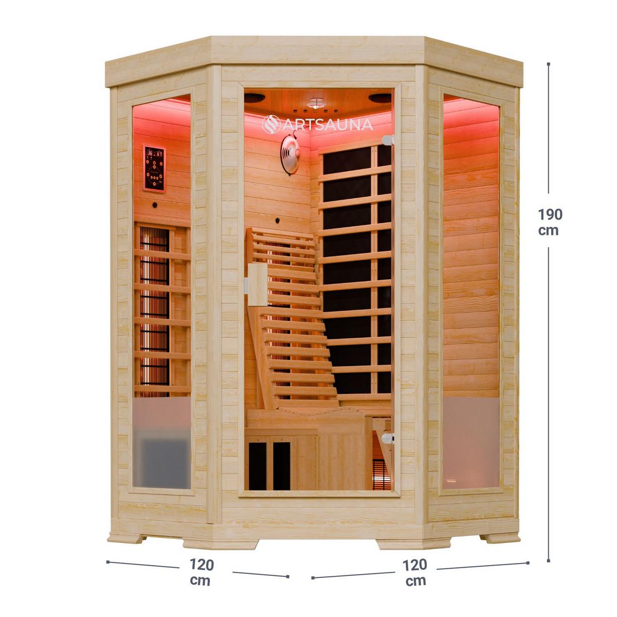 INFRAROTKABINE Aalborg mit Dual Technologie & Hemlockholz - Naturfarben, Holz (120/190/120cm) - Artsauna