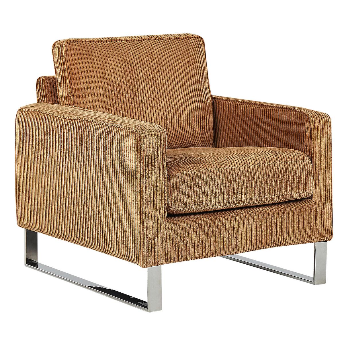 SESSEL Cord Braun Vind - Braun, Textil/Metall (76/82/82cm) - Beliani