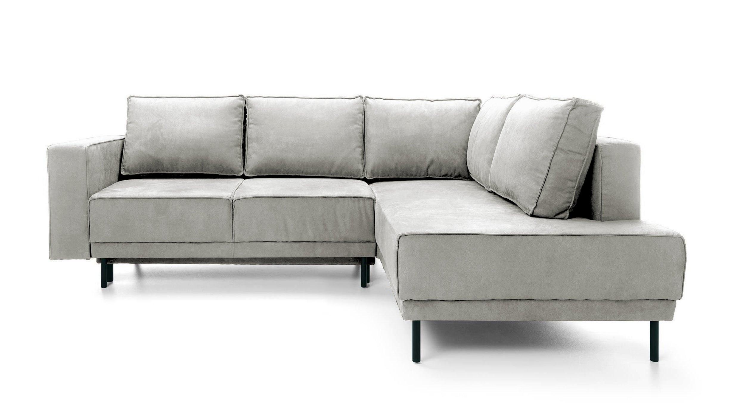 ECKSOFA Rodario Hellgrau Velours - Hellgrau/Schwarz, Textil/Metall (247/187cm) - Selsey