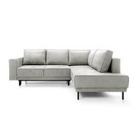 ECKSOFA Rodario Hellgrau Velours - Hellgrau/Schwarz, Textil/Metall (247/187cm) - Selsey