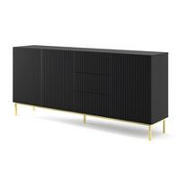 KOMMODE Schwarz, Schwarz, Gold 200/89/42 - Schwarz, Holzwerkstoff (200/89/42cm) - RAUMHIRSCH FURNITURE