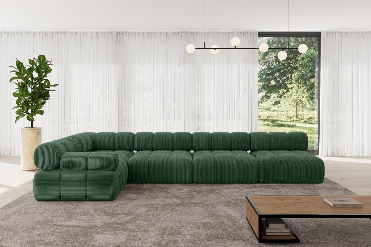 ECKSOFA modulares Sofa Mende-L3 - 380x190x70 cm Grün Cord - Grün, Holzwerkstoff/Textil (380/190cm) - ALTDECOR