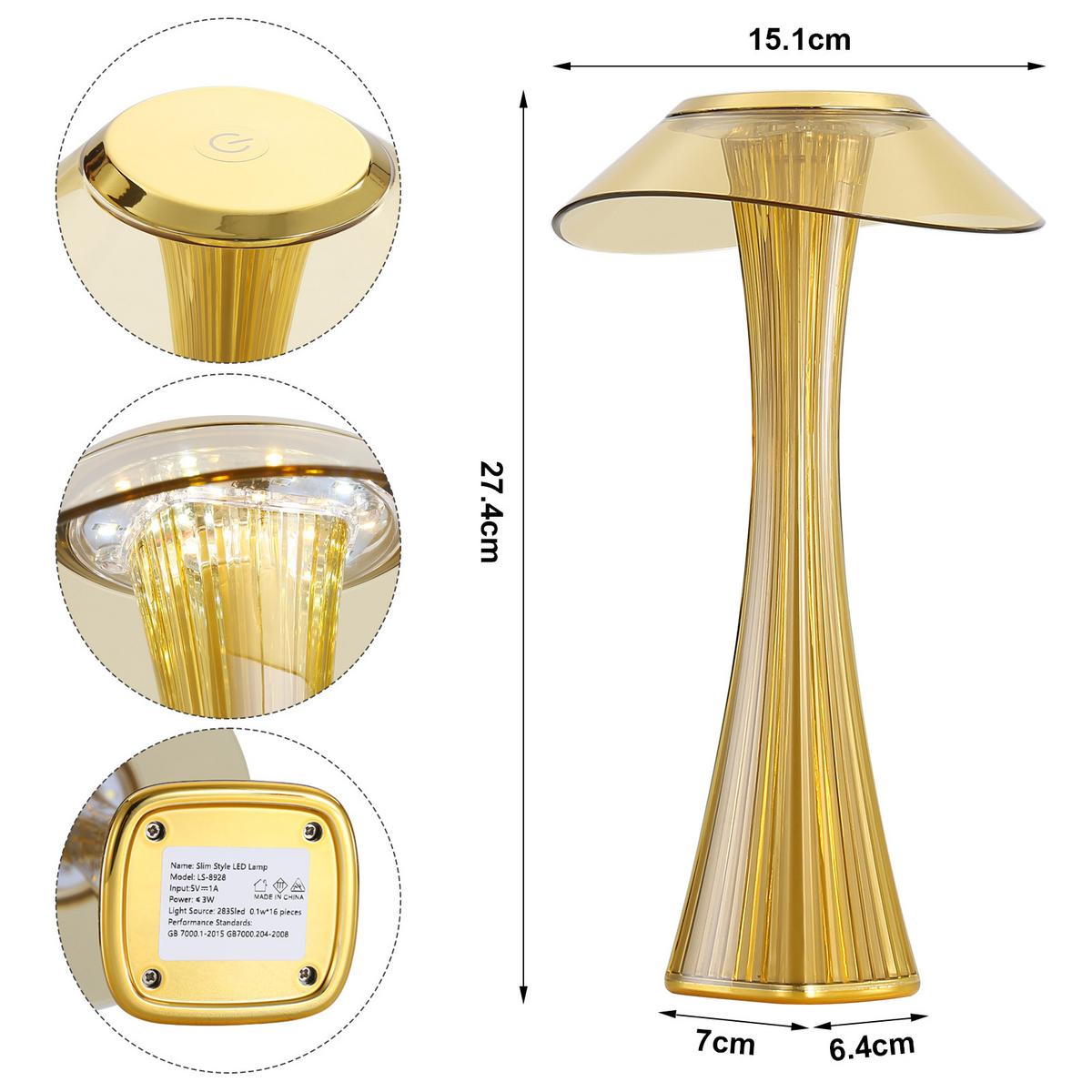 LED TISCHLEUCHTE Rendina - Goldfarben, Metall (15.1/15.1/27.4cm) - Nettlife