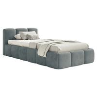 POLSTERBETT Cloudy Low Grau Samt, 90x200 cm - Schwarz/Grau, Kunststoff/Textil (90/200cm) - Selsey