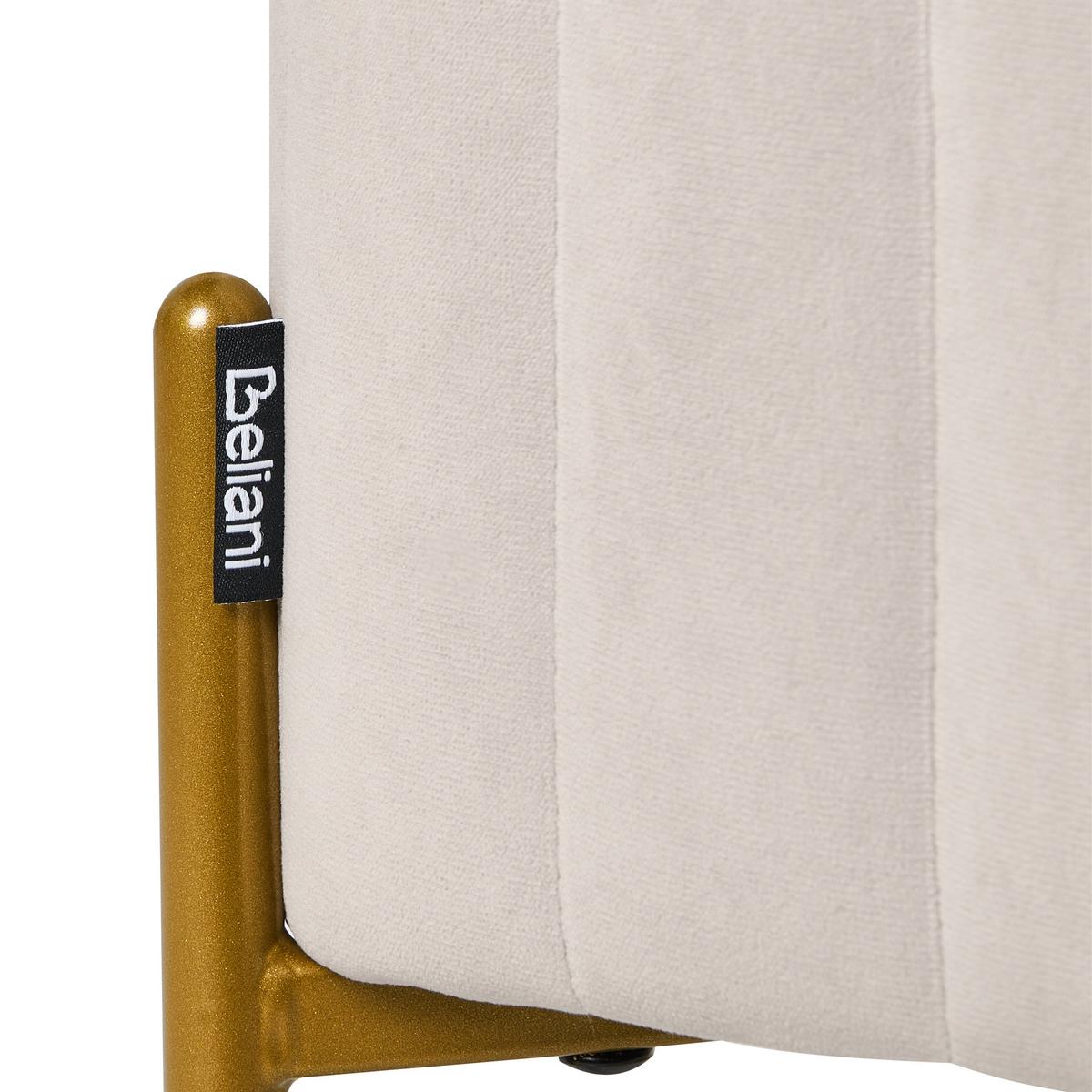 HOCKER Samtstoff Cremeweiß Utah - Weiß, Textil (47/43/47cm) - Beliani