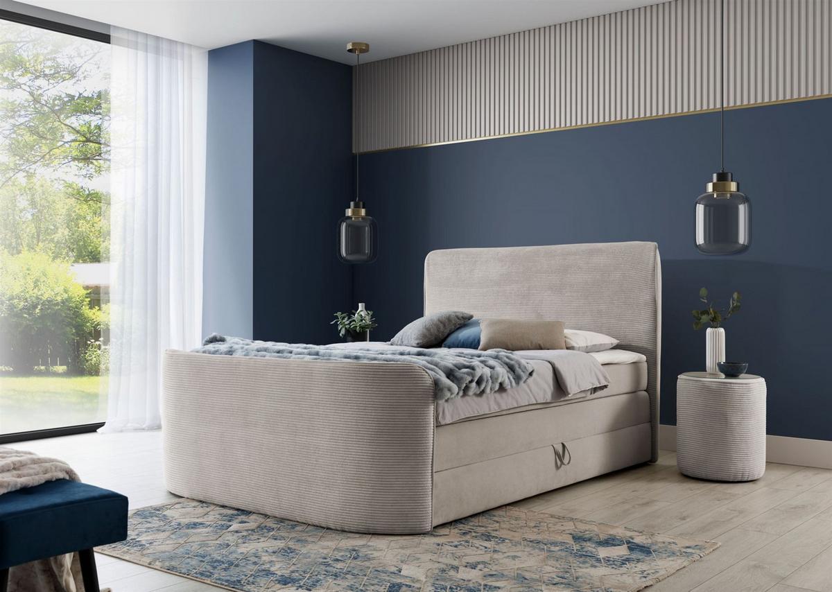 BOXSPRINGBETT Body In Paros - Beige, Holzwerkstoff/Textil (160/200cm) - Fun Möbel