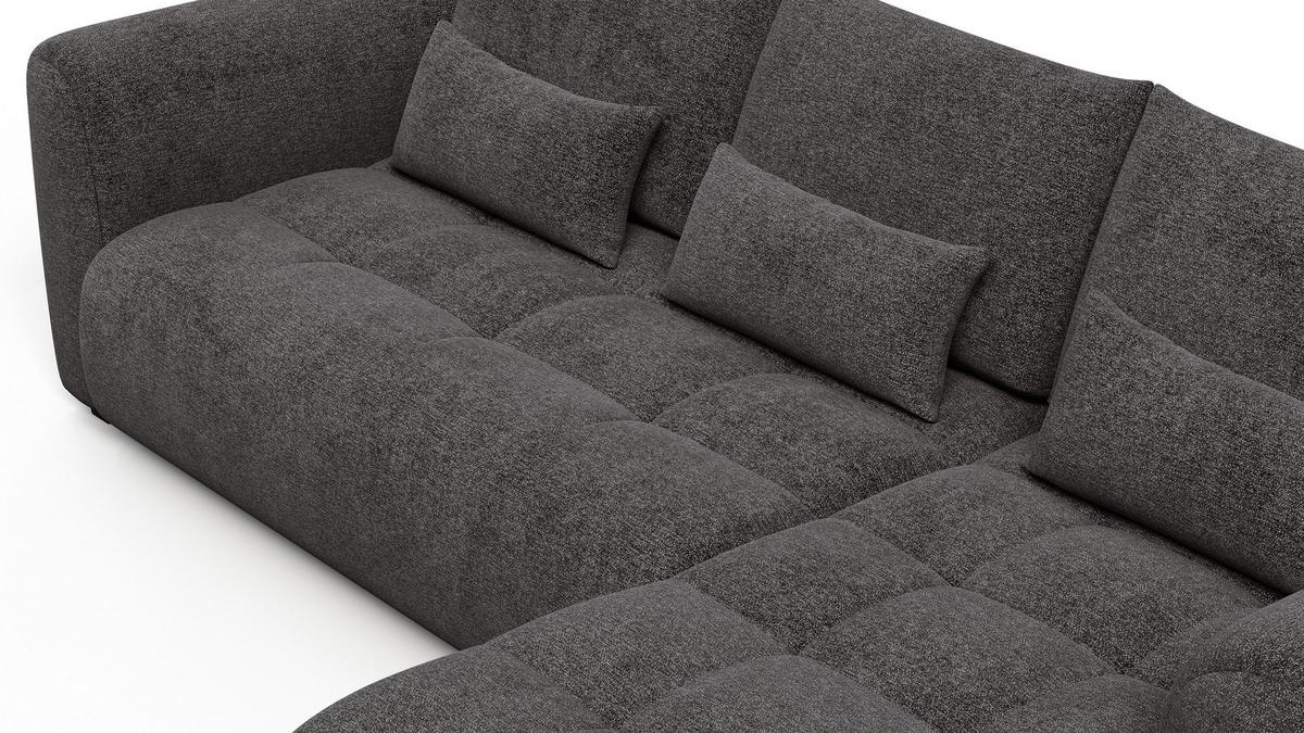 ECKSOFA SORENO 4-Sitzer, dunkelgrau - Dunkelgrau/Schwarz, Holz/Textil (293/171cm) - Wozimo