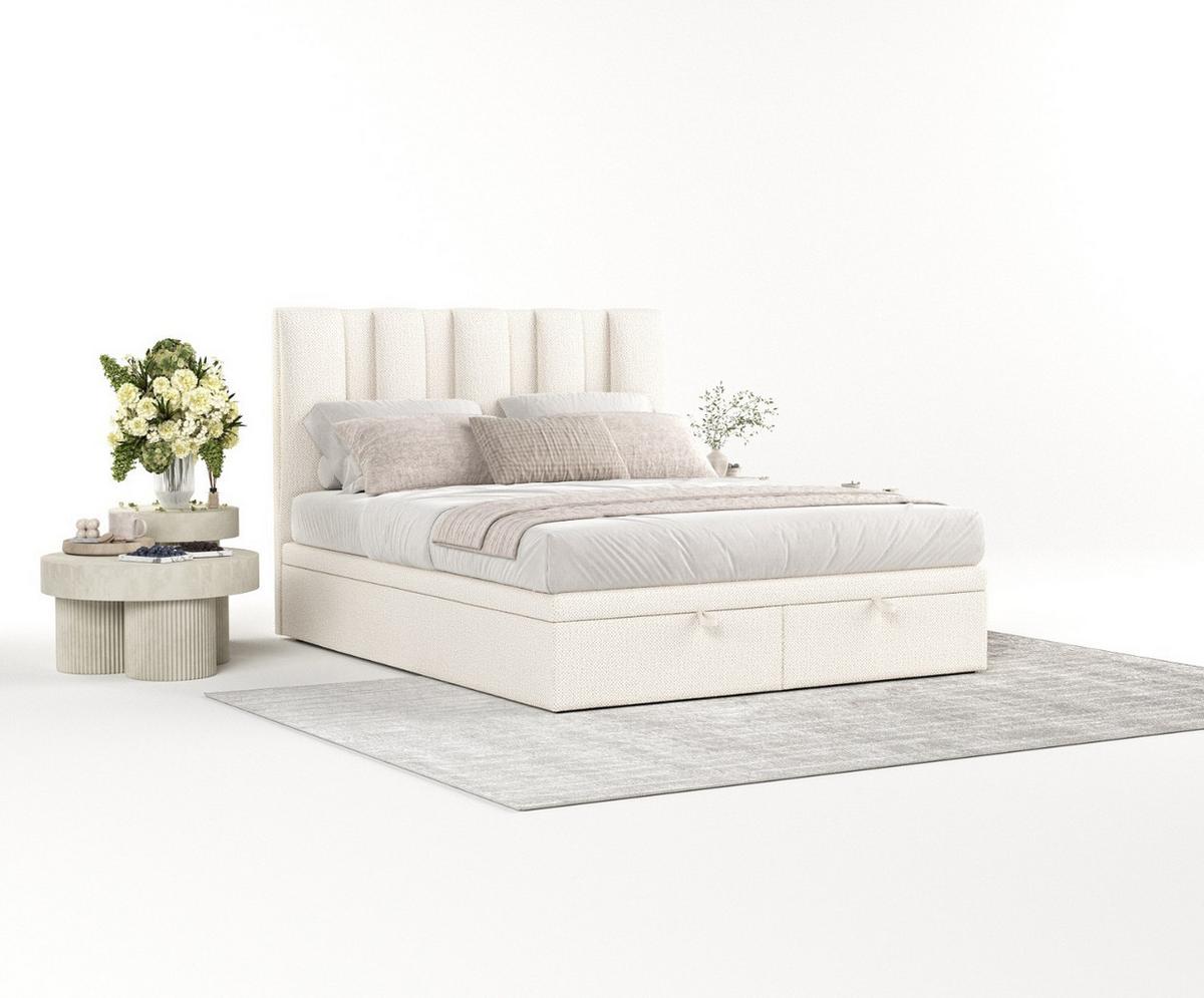 POLSTERBETT Orta mit Stauraum 180/200 cm Creme im Alta Stoff - Creme/Schwarz, Holz/Holzwerkstoff (180/200cm) - AltaBeds