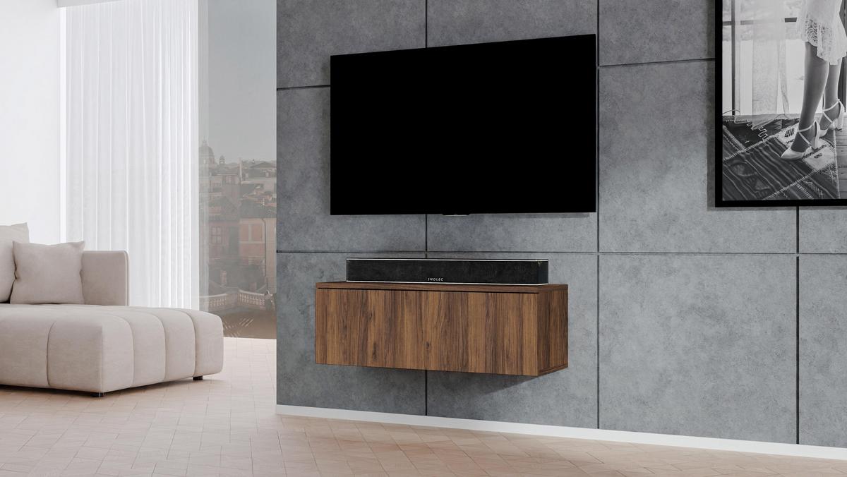 LOWBOARD Loriano 100 Nussbaum Warmia 100/34/32 cm – TV Board - Nussbaumfarben, Holzwerkstoff (100/34/32cm) - AX Living