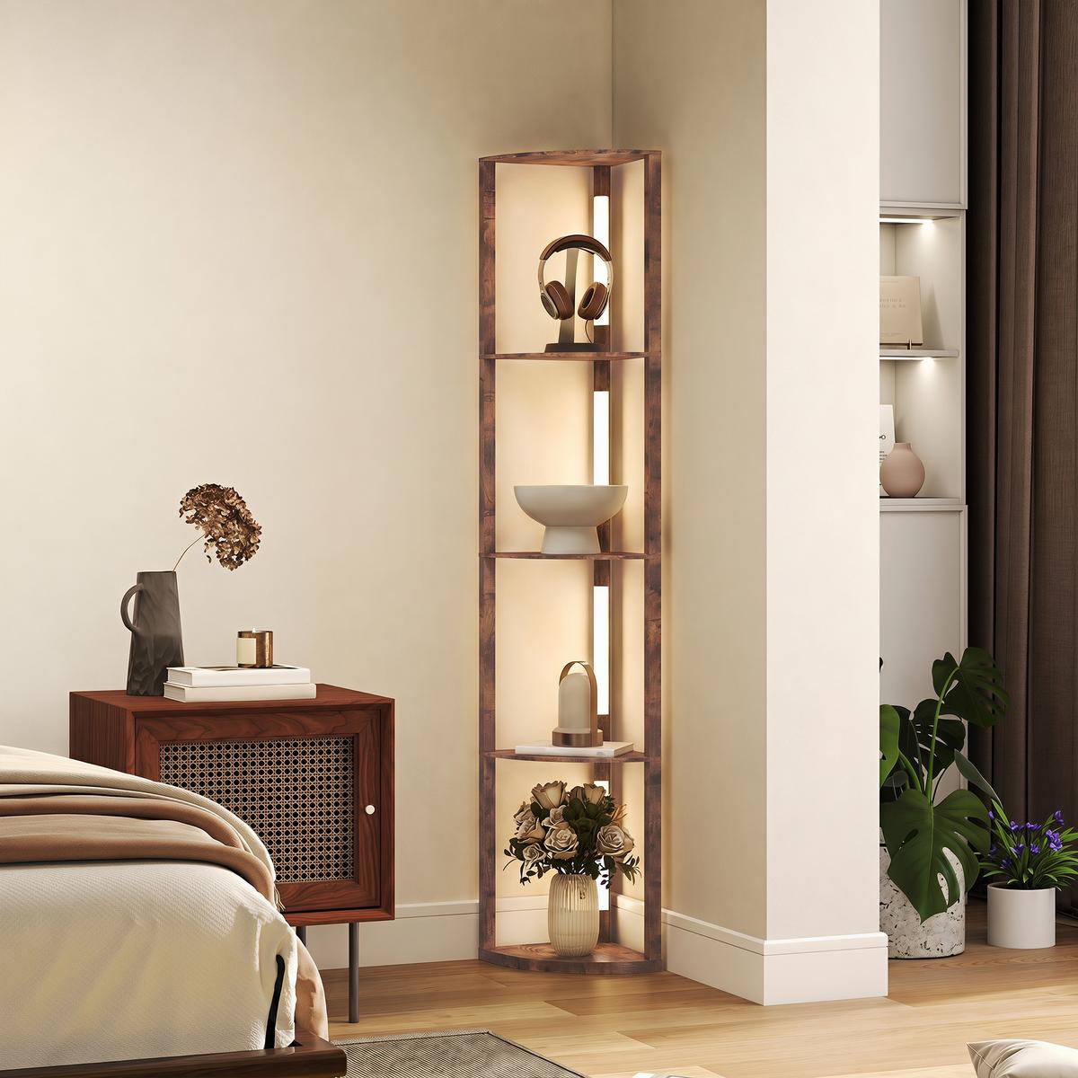 STEHLEUCHTE MDF Rustikal-Braun - Braun, Holzwerkstoff (41/29.5/163.5cm) - HOMCOM