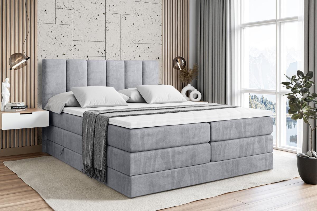 BOXSPRINGBETT BOXI1 KING - 140x200 - H3/H4 - Hellgrau - Hellgrau, Holzwerkstoff (140/200cm) - ALTDECOR