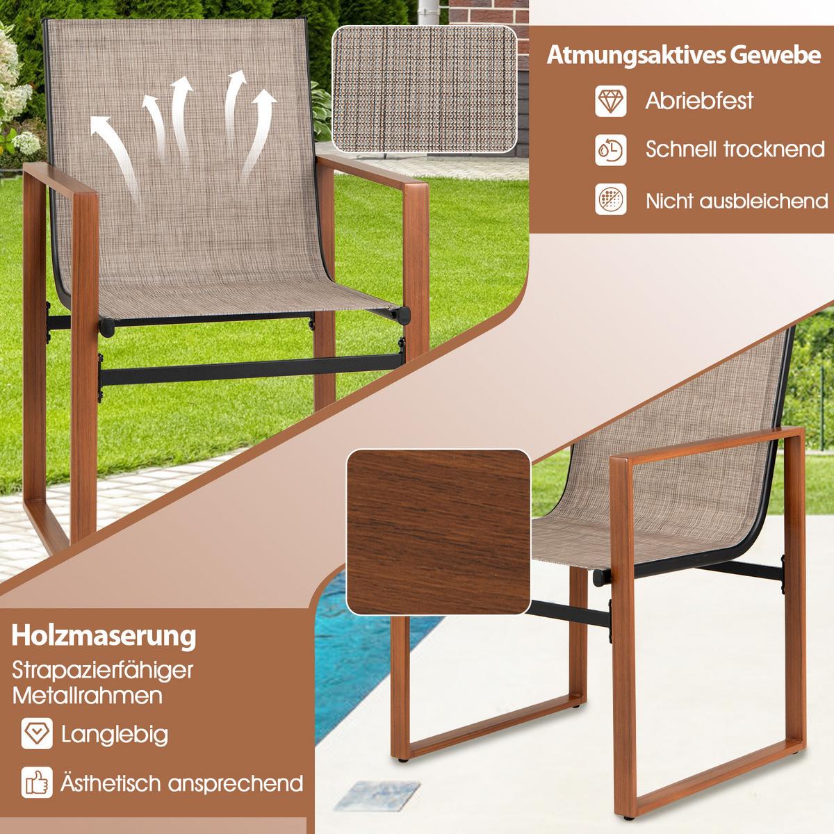 TERRASSENSTUHL Braun(2er-Set) - Braun, Metall (59/86/55.5cm) - COSTWAY