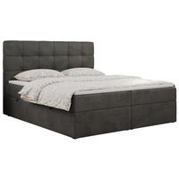 BOXBETT ERNI 160/200 - Dunkelgrau Velvet - H3 - Dunkelgrau, Holz/Textil (160/200cm) - MKS