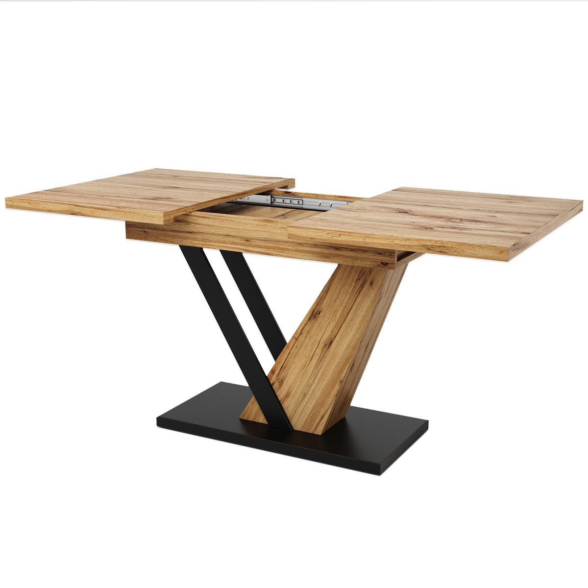 ESSTISCH ausziehbarer holzoptik & V-gestell 120 bis 160 cm für 4-6 personen - Naturfarben, Holzwerkstoff (75/120/75.5cm) - Urban Meuble