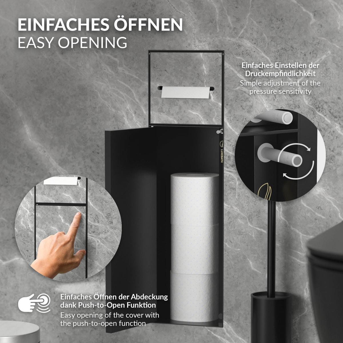 UNTERPUTZ-SCHRANKMODUL WC aus Edelstahl Schwarz matt 60x20x14 cm - Schwarz, Metall (14/60/20cm) - LuxeBath